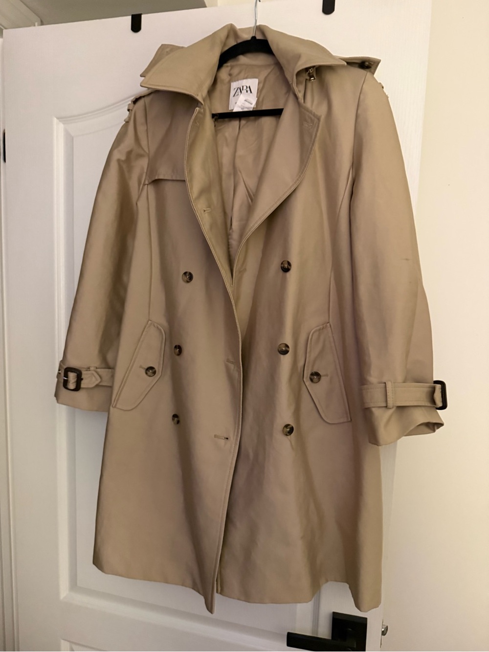Zara Double-Breasted Beige Trench Coat